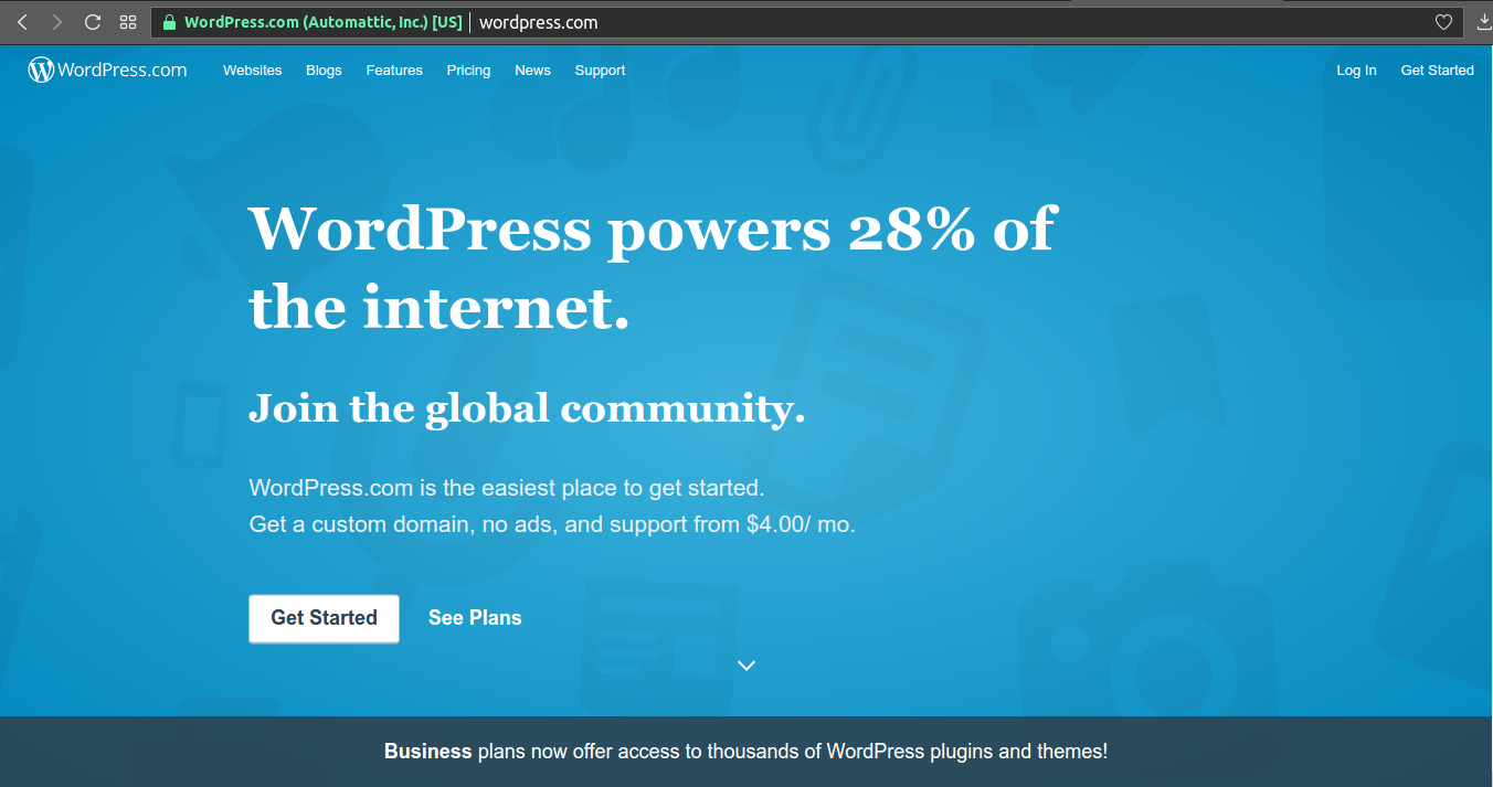 Wordpress.com Homepage
